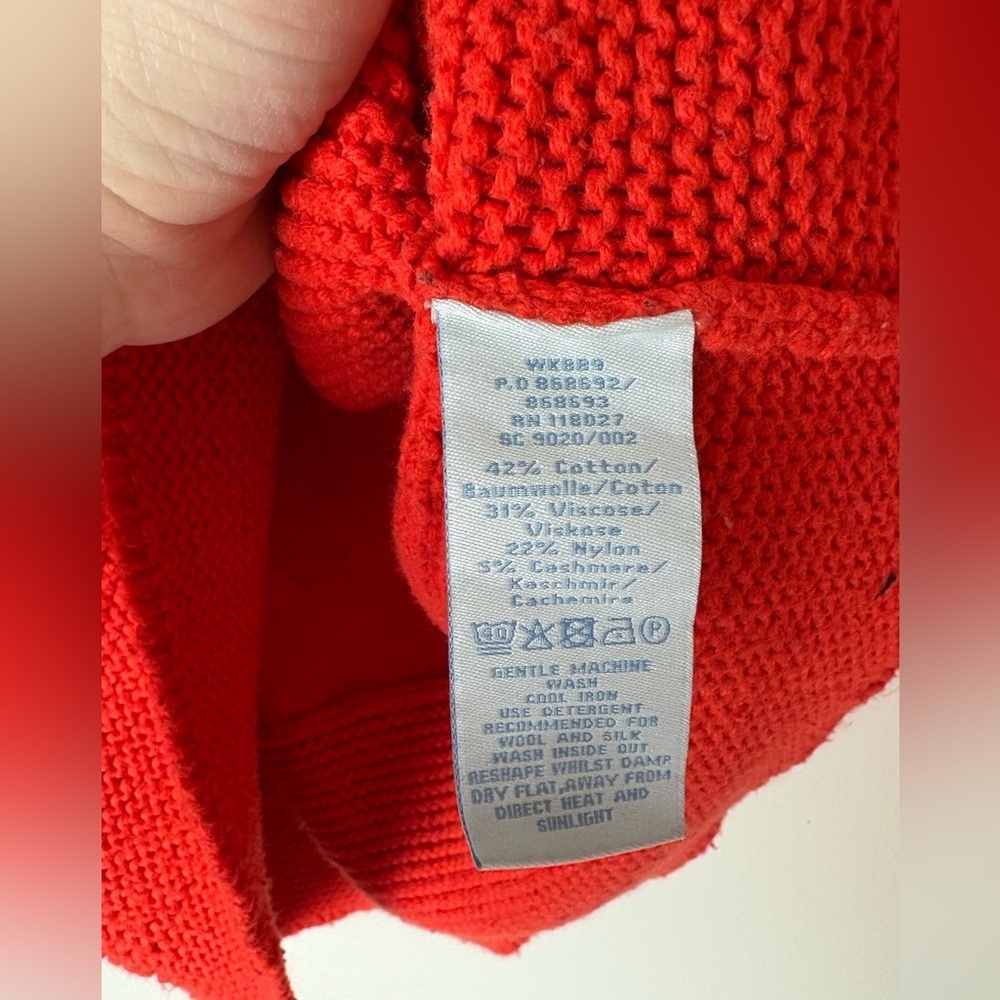Boden Red Cashmere Blend Textured Knit Dolman Sweater Women’s Size 6 - Picture 4 of 7